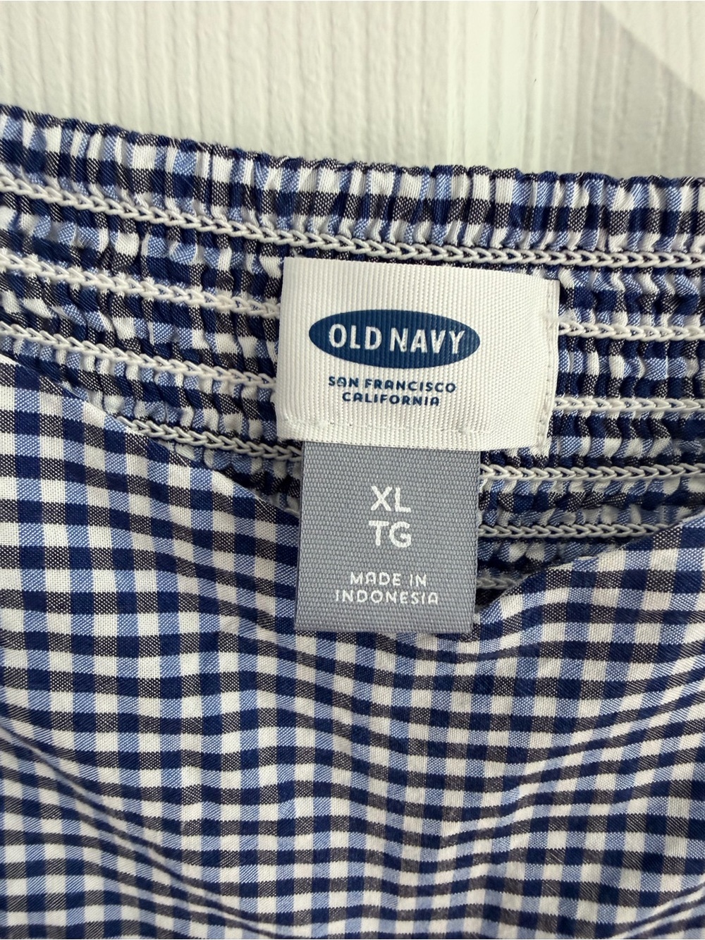 Old Navy Blue White Gingham Sundress XL Adjustable Straps Smocked Back Dress - Picture 3 of 10